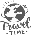 Logo for Travel Time, representing a tour and travel company with a modern design and vibrant colors.